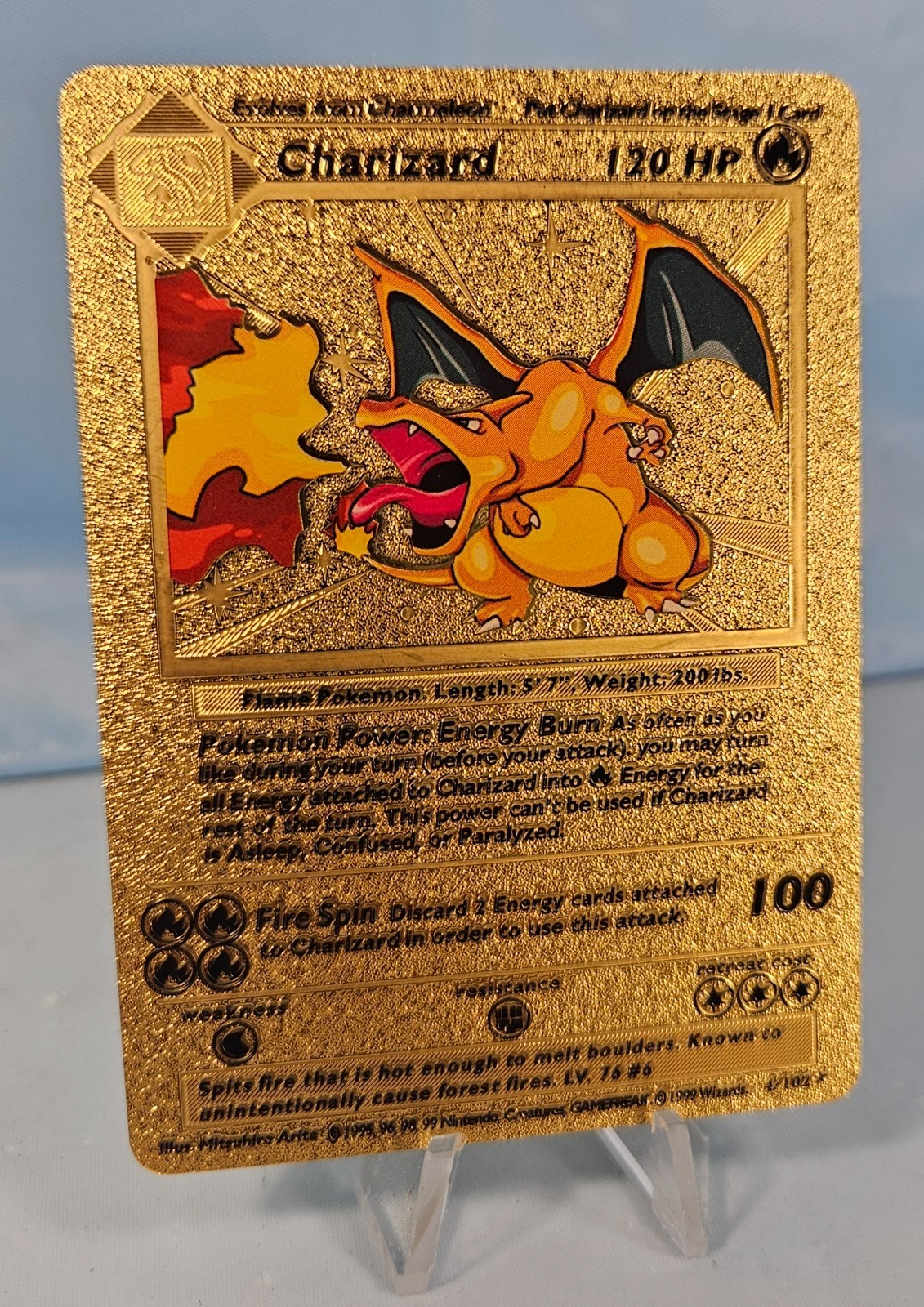 Charizard 120 HP ポケモンカード Charizard 120 HP, Pokemon Gold Foil Card 4/102, Card