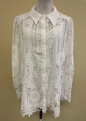 NWT Eva Franco White Lorca Floral Lace Top & Cami 12