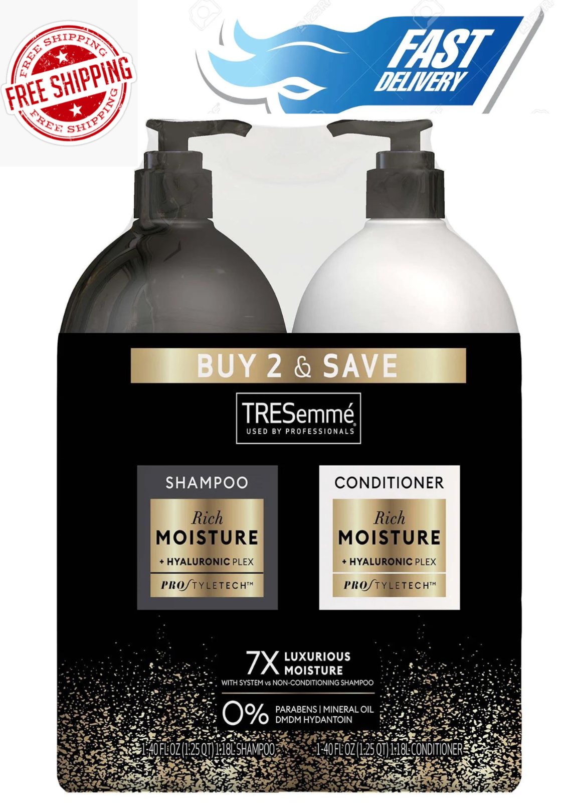 TRESemme Moisture Rich Shampoo & Conditioner Huge Value [2 Pack 40 oz]