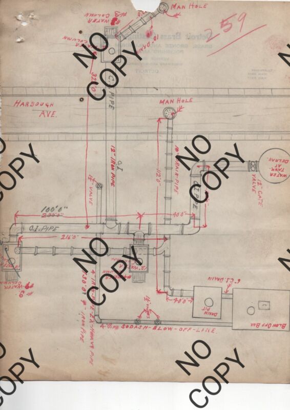 1926 Wabash Railway Delray Yard  Hand Drawn And Official Blueprint For Blow Off
