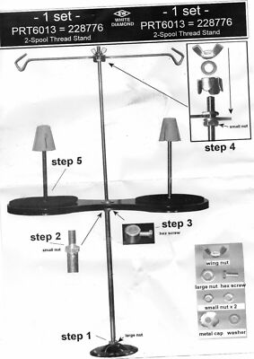  All Metal Heavy Duty 2 Spool Thread Stand Sewing Machine Industrial Black