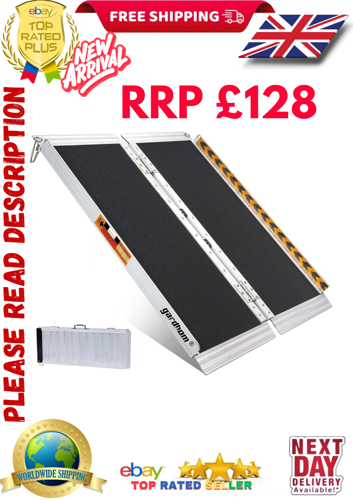 Wheelchair Ramps 3FT, Ramps for Mobility Scooters Folding Portable Ramps gardhom