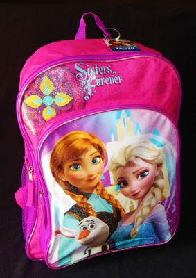 DISNEY FROZEN ANNA ELSA Girls 16'' Full-Size Multi-Pocket School Backpack NWT $30