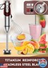 3- in-1 Immersion Hand blender, Powerful MOTOR and Stainless Steel Stick Blender, 4 Sharpe Blades with Whisk, Milk Frother Attachments