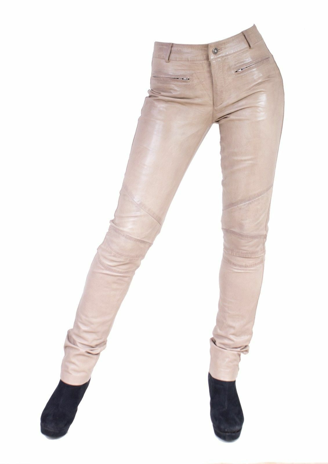 Lederhose Damen Ricano Donna 2 Lammnappaleder Lederjeans Echtleder Slimfit Beige Ebay