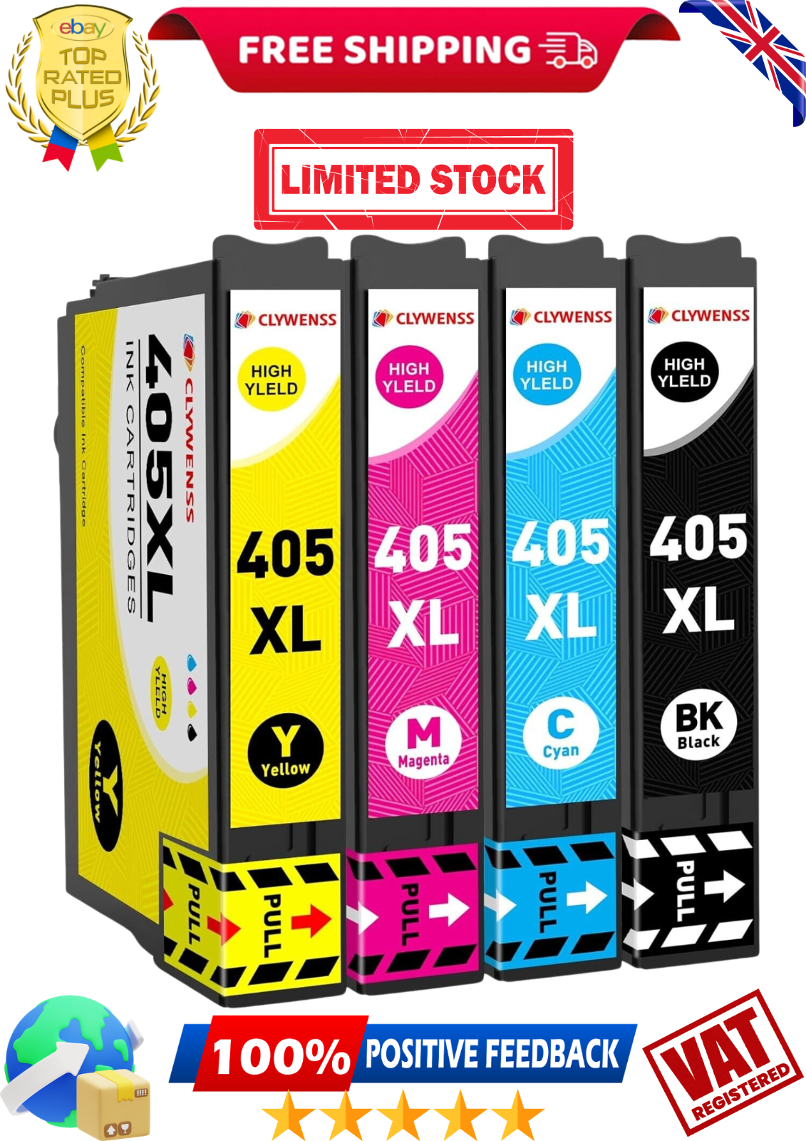 405XL 1 Set Ink Cartridge for Epson WF-3820 WF-4820 WF-4830 WF-7830 405XL NonOEM