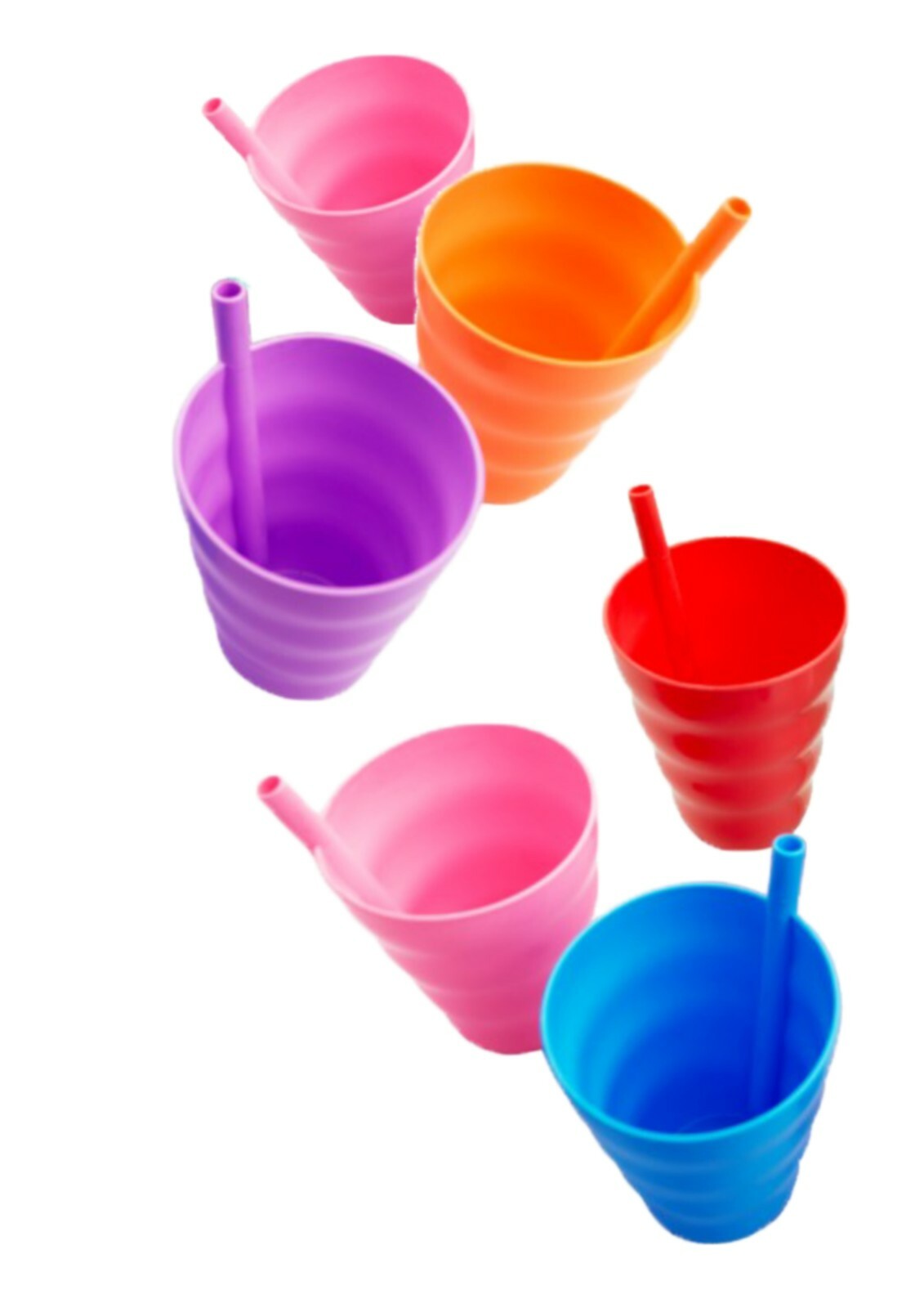 6 Trinkbecher mit Strohhalm Kinder Saftbecher Kinderbecher Partybecher Becher