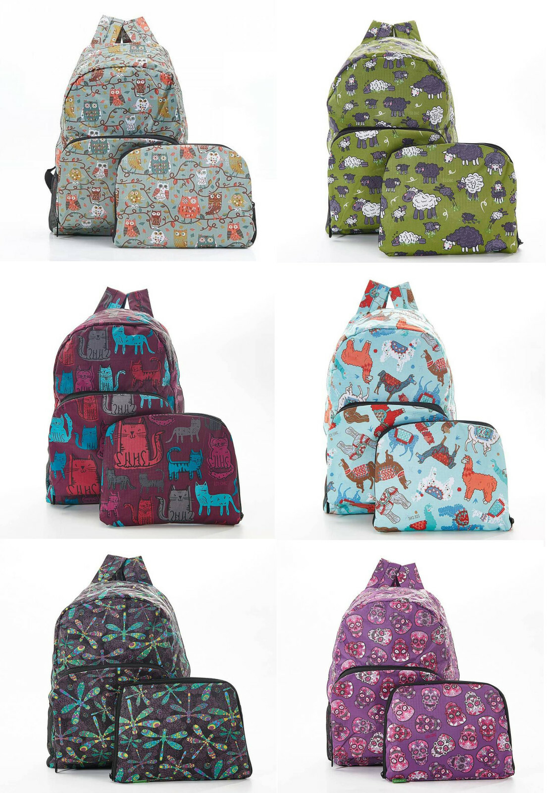 Eco Chic Lightweight Foldable Strong Ruck Sack Back Pack Various Designs