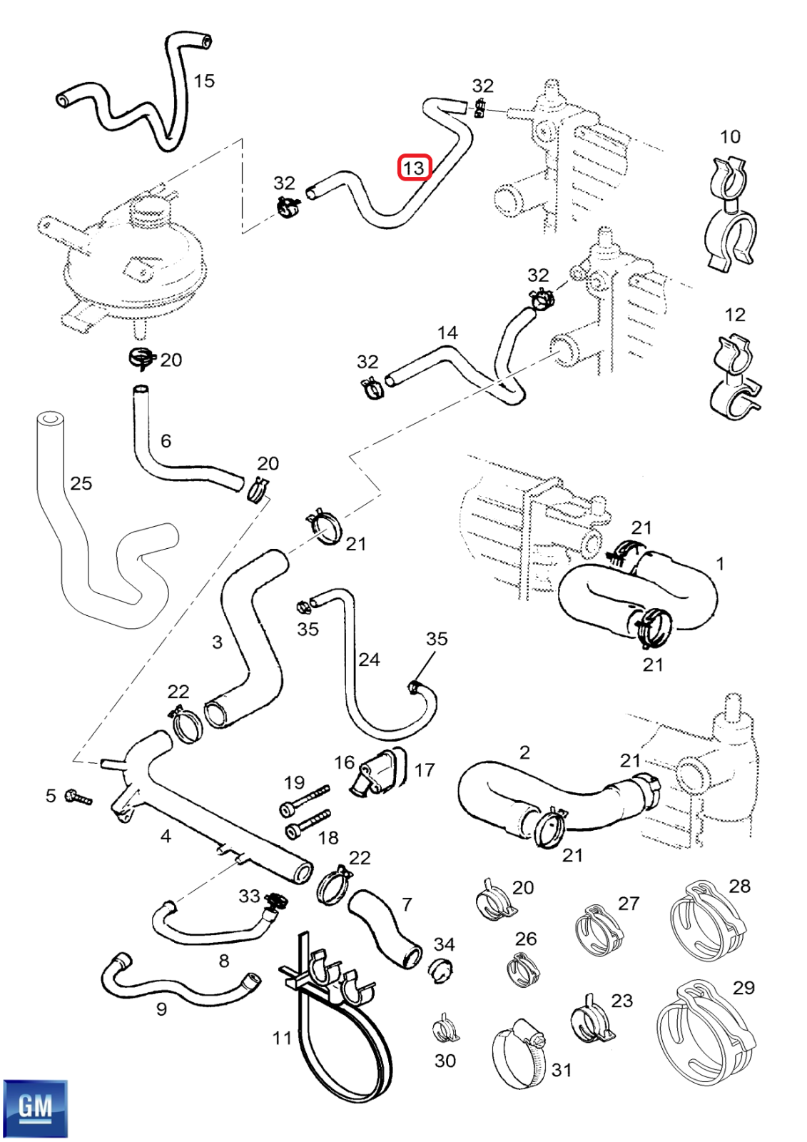 Original GM/OPEL 24417592 Radiator Hose Corsa B Tigra A | eBay
