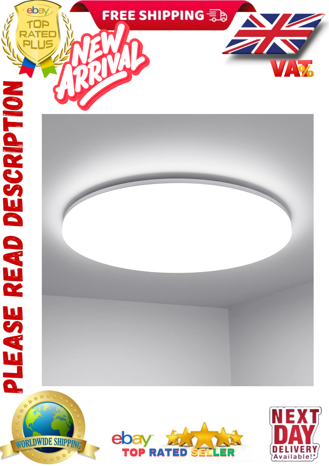 Lepro 24W LED Ceiling Light, Waterproof IP54, Warm White 3000K, 200W Bulb 2400lm