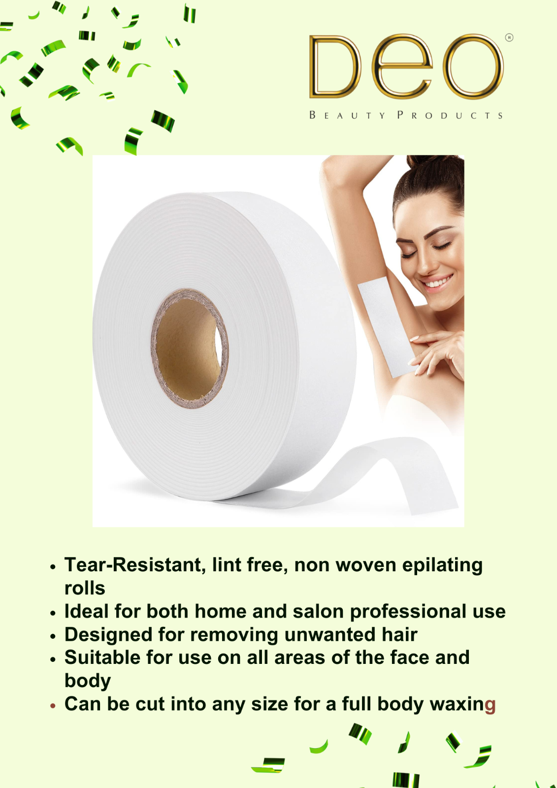 Non woven epilating roll 3" x 66 yards  paper waxing strips body hair removal