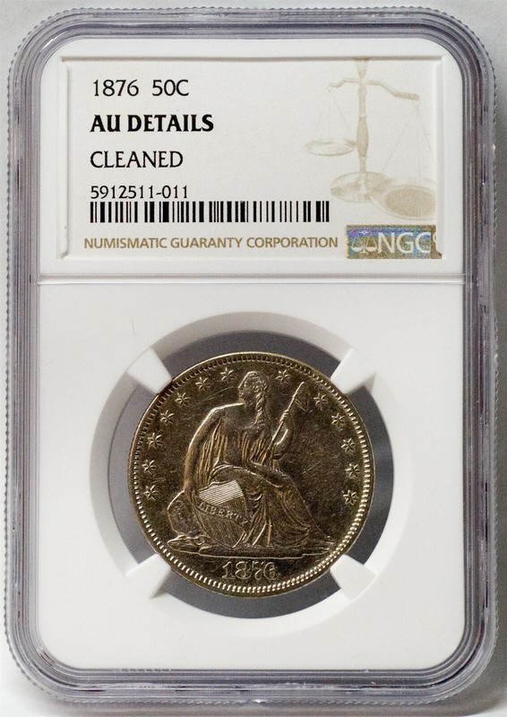 1876 NGC AU Details Seated Liberty 50C 50 Cent Half