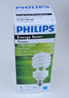 (CASE OF 6) Philips EL/mdT 27W LL Compact Fluorecent, 137158, (27W = 100W) CFL