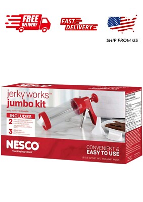 Nesco BJX-5 Jumbo Meat Beef Jerky Maker Gun Works With Spices Seasoning, Red