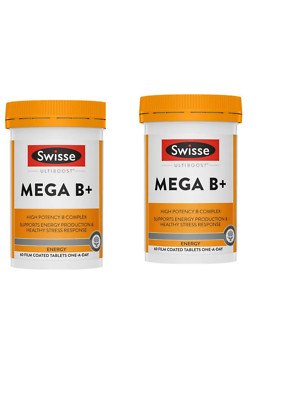 2 x Swisse Ultiboost Mega B+ For Energy Production & Stress Response 60 Tablets