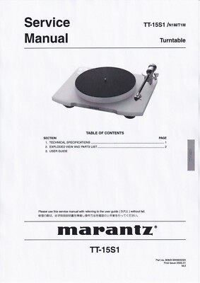 Service manual for Marantz TT-15 S1