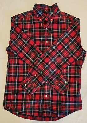 Vineyard Vines Classic Fit Tucker Shirt Red & Green Plaid Button Down Medium 