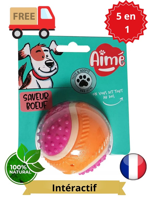 - Balle Pour Chien 5 En 1 Saveur BÅUf - Jouet Interactif/ÃDucatif Pour DÃ©Veloppe