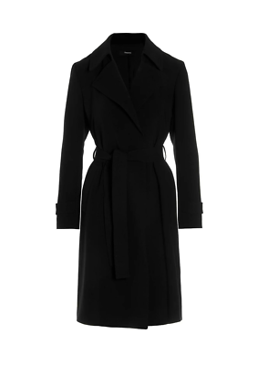 連休お値下げ　theory コート（黒） Theory Oaklane Black Crepe Relaxed Fit Trench Coat Size S | eBay