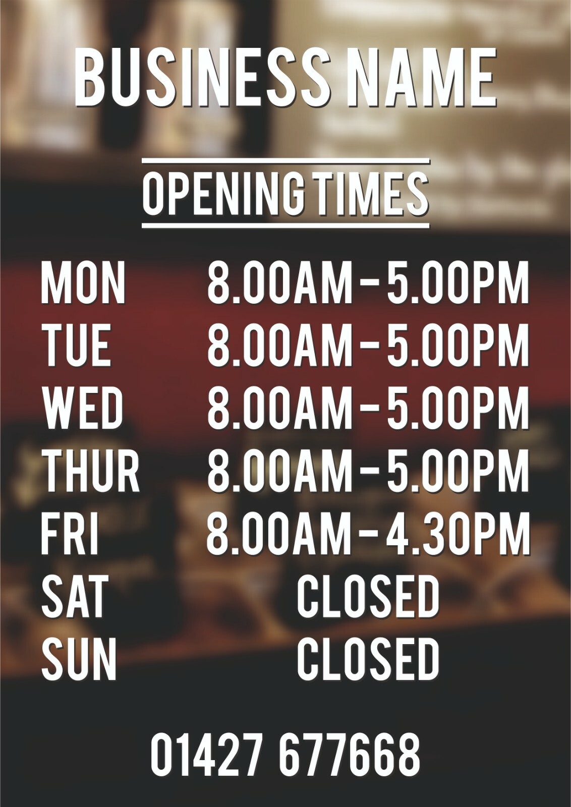Opening Times Sign Custom Hours Business Retail Shop Cafe Open Window