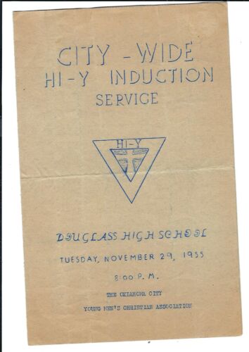HI-Y Induction Service program Oklahoma City YMCA 1955