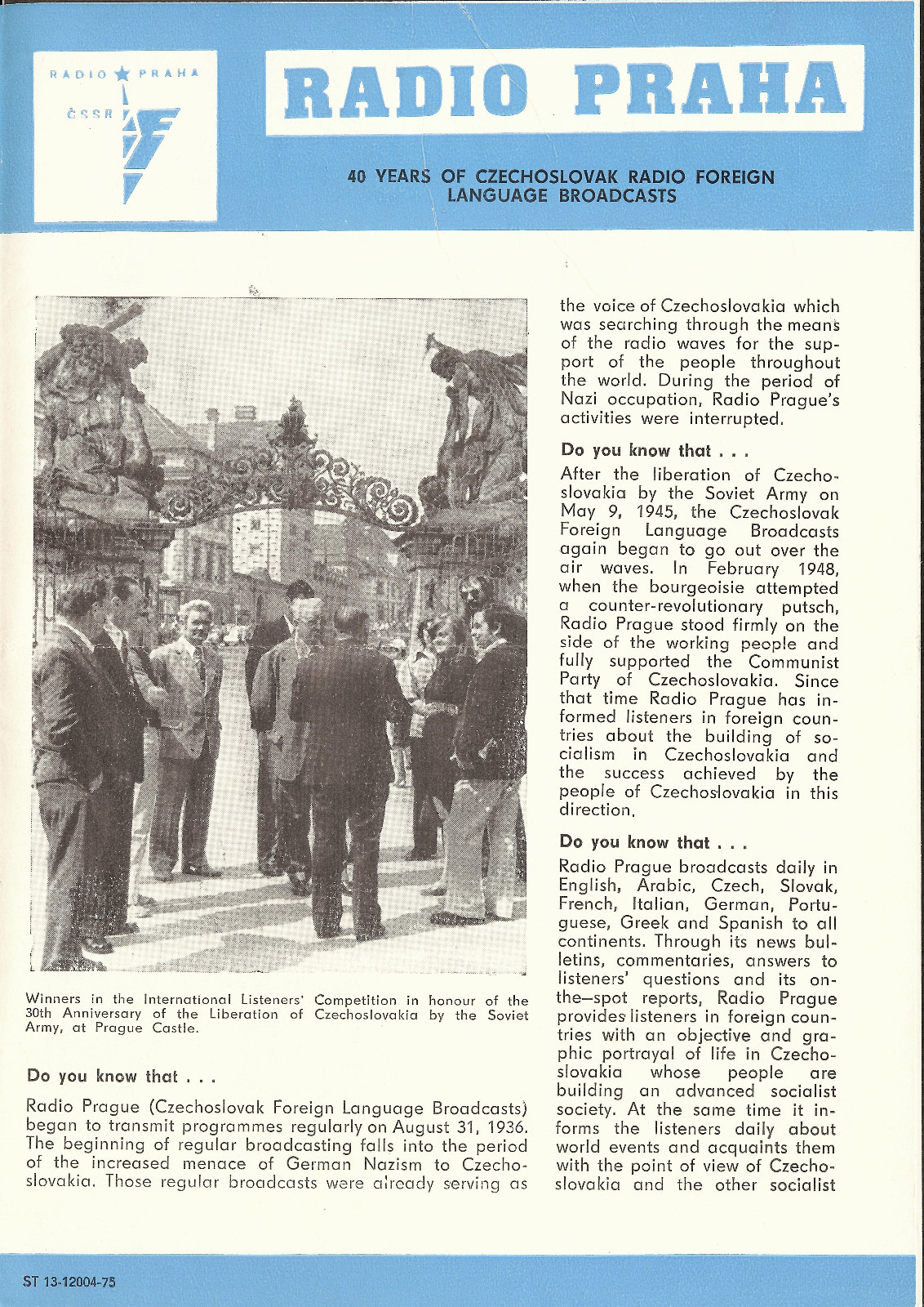 Radio Prague Czech. 40th Ann Lot Booklet Sticker Card QSL SWL DX