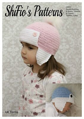 Crochet Pattern for Baby Hat, Baby Pilot Hat Pattern, Baby Aviator