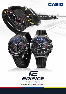 Pre-owned Casio Edifice Watch Racing Multi-color Series Ecb-900ymp-1ajf Men's Black In Round Bezel (multicolor)