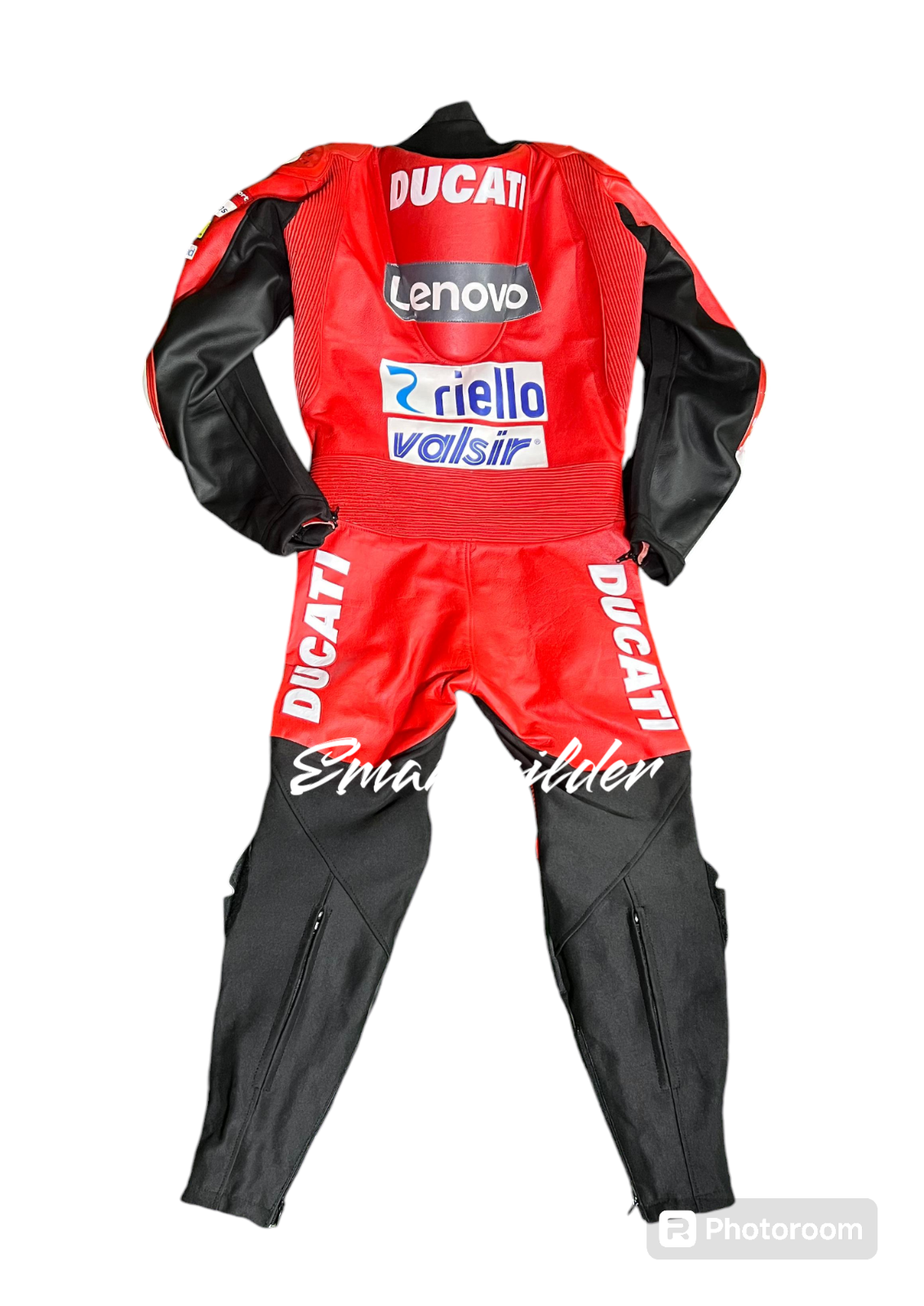 Pre-owned Ducati Motorcycle Motorbike Racing Real Leather+shoes+gloves In Red