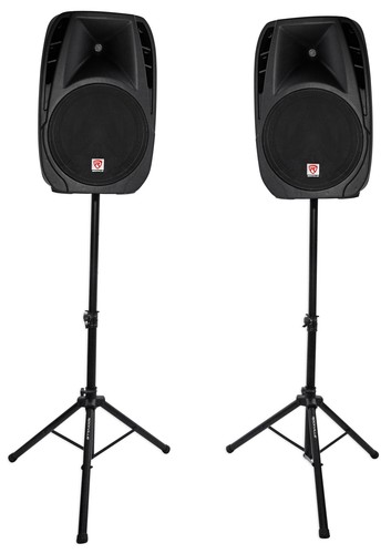 Rockville RPG2X15 Package PA System Mixer/Amp+15" Speakers+Stands+Mics+Bluetooth