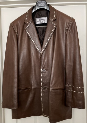 Men's Vintage Gianni Versace Brown Leather Jacket EU Size 52 Men's Vintage Gianni Versace Brown Leather Jacket EU Size 52