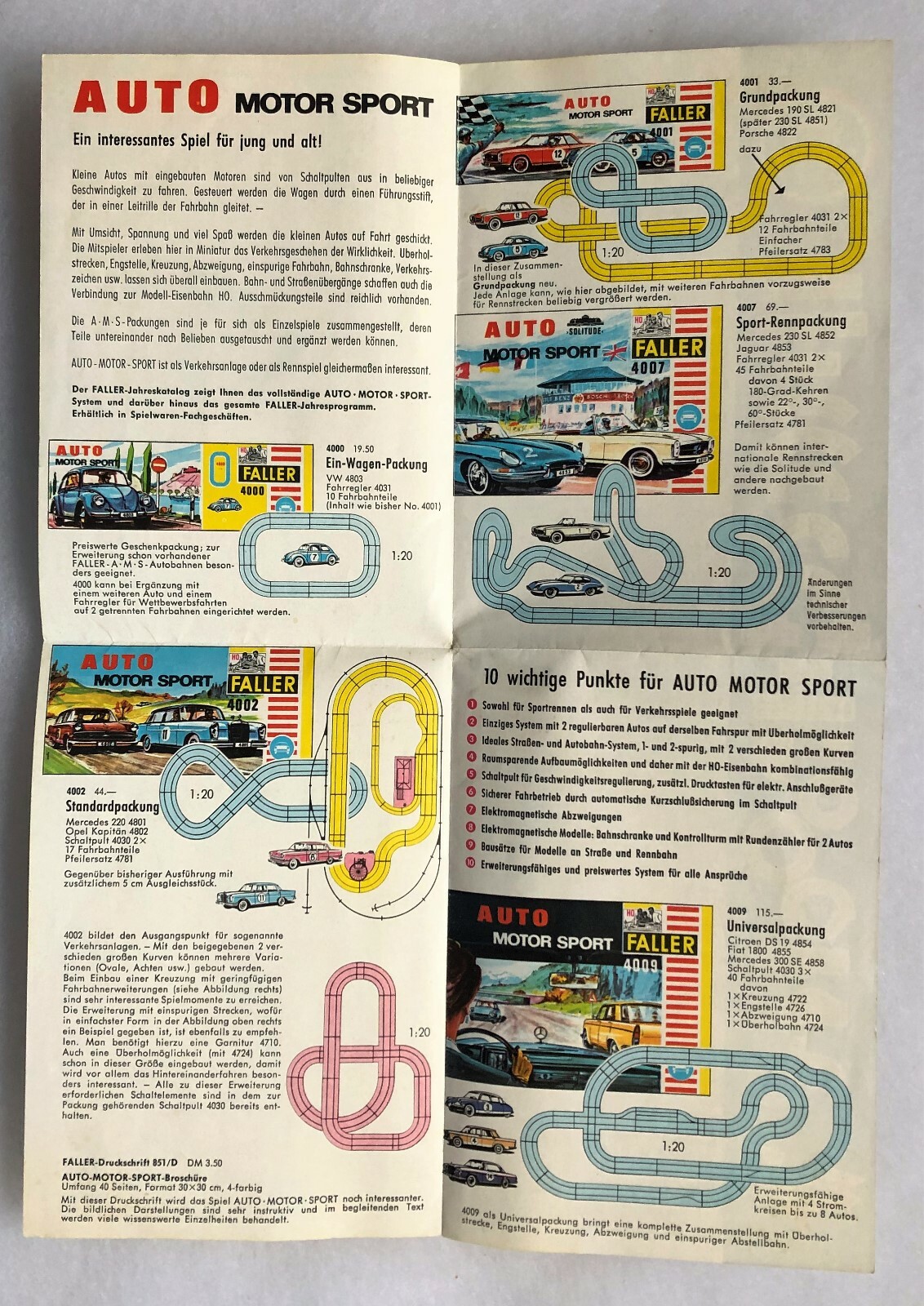 VINTAGE FALLER MOTOR SPORT CATALOG - 1960's OR 1970's - ROAD RACING