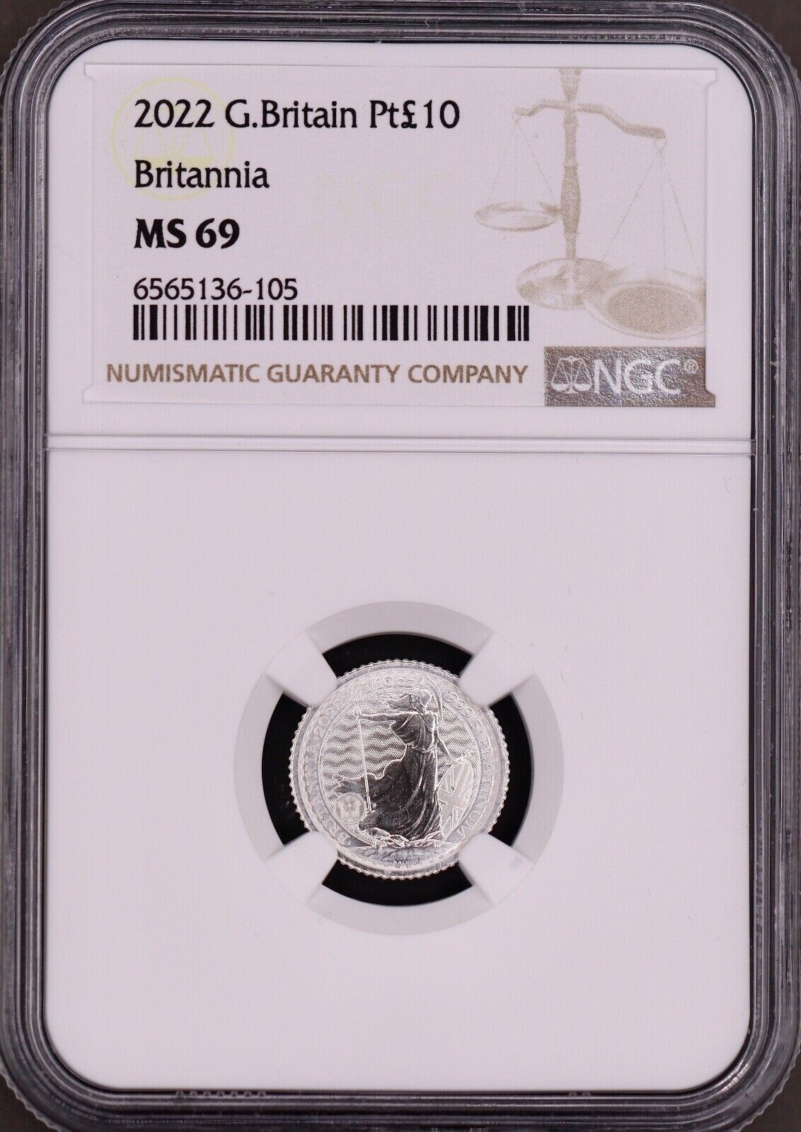 2022 £10 Great Britain NGC MS69 1/10 oz .9995 Platinum