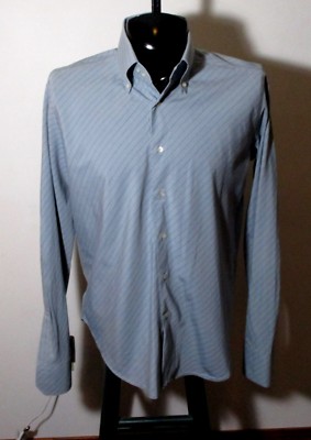 Men's SISLEY Italy Gray  Long Sleeve Button Dress Shirt Size XL