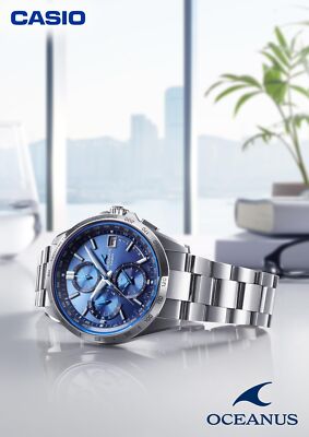 Pre-owned Casio Oceanus Ocw-t2600-2a3jf Blue Dial Classic Solar Radio Watch Men Japan