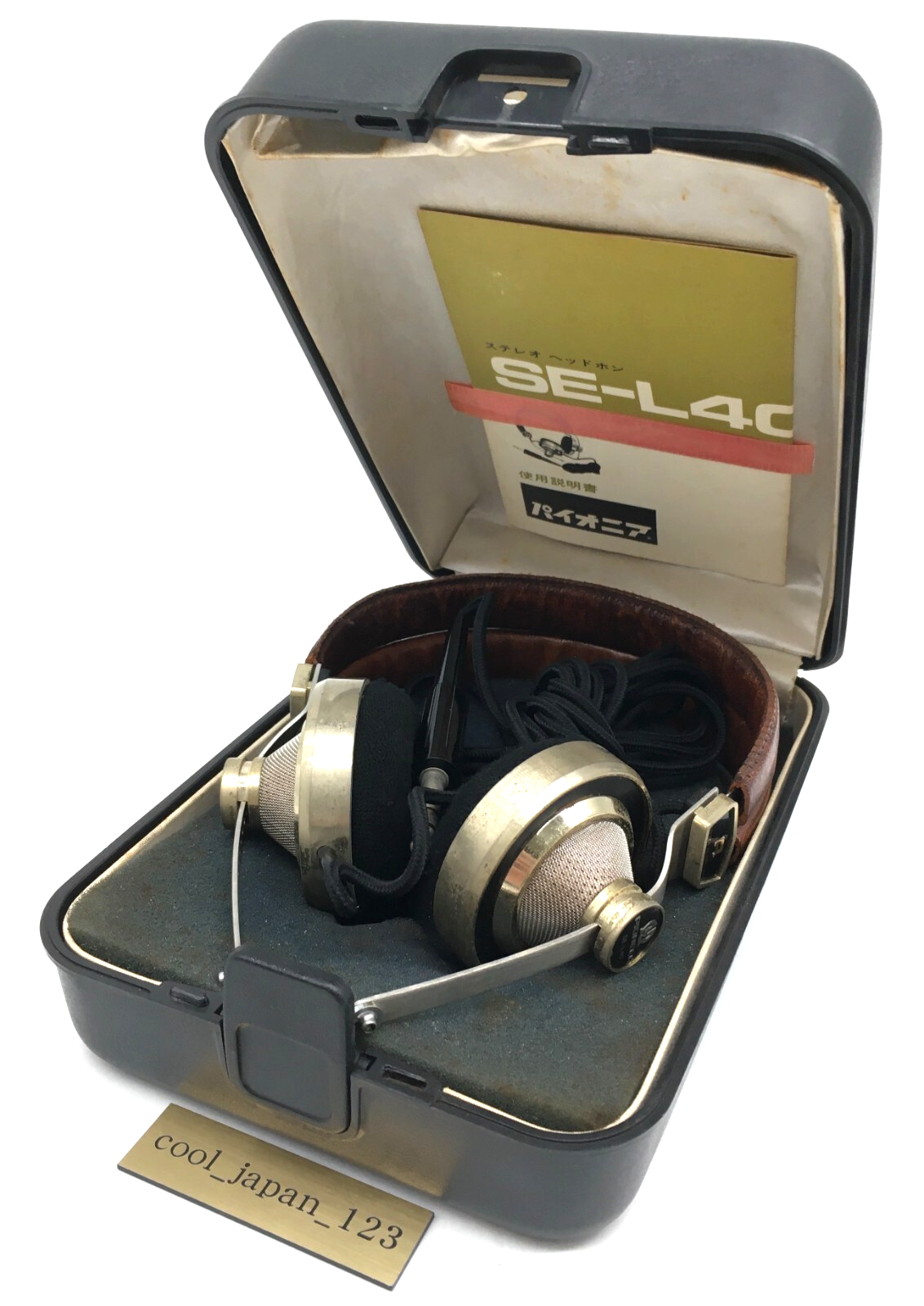 ヘッドホン Pioneer se-L40 Pioneer SE-L40 Vintage Stereo Headphones Brass & Leather