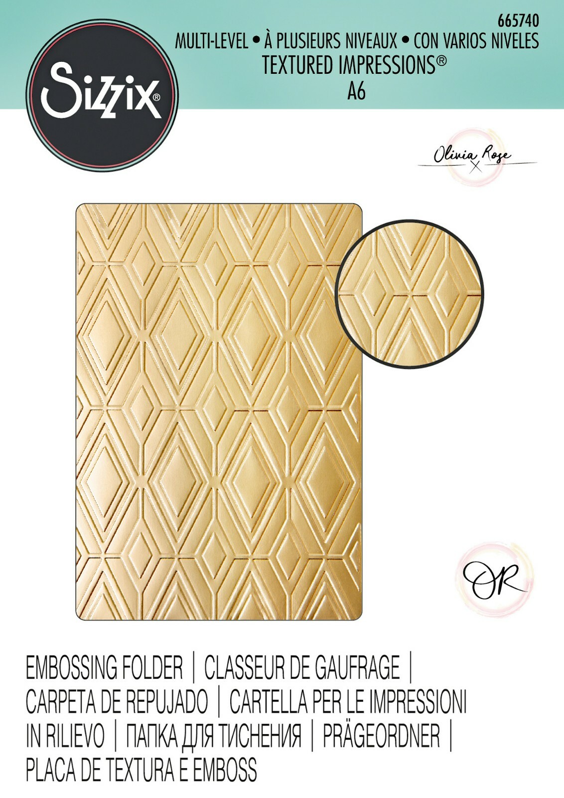 sy19751220✾ Sizzix Rhombus Line Pattern ML Embossing folder #665740