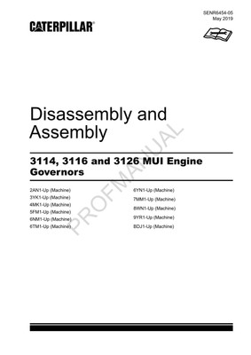 Caterpillar 3114 3116 3126 MUI Engine Disassembly Assembly Service Manual