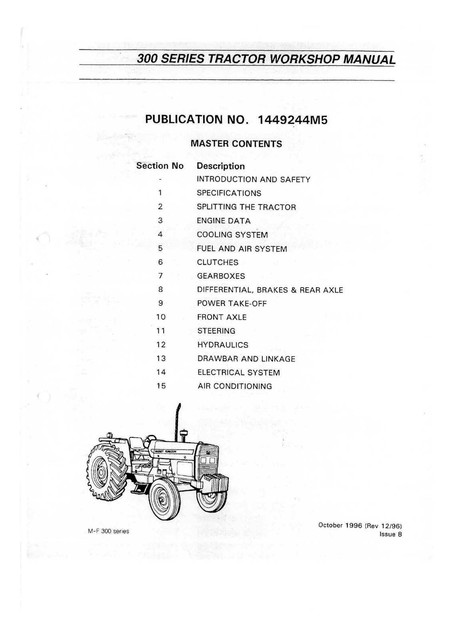 MASSEY FERGUSON 300 Series Workshop Manual Engine Data PDF CD  Other Parts \u0026 Accessories 