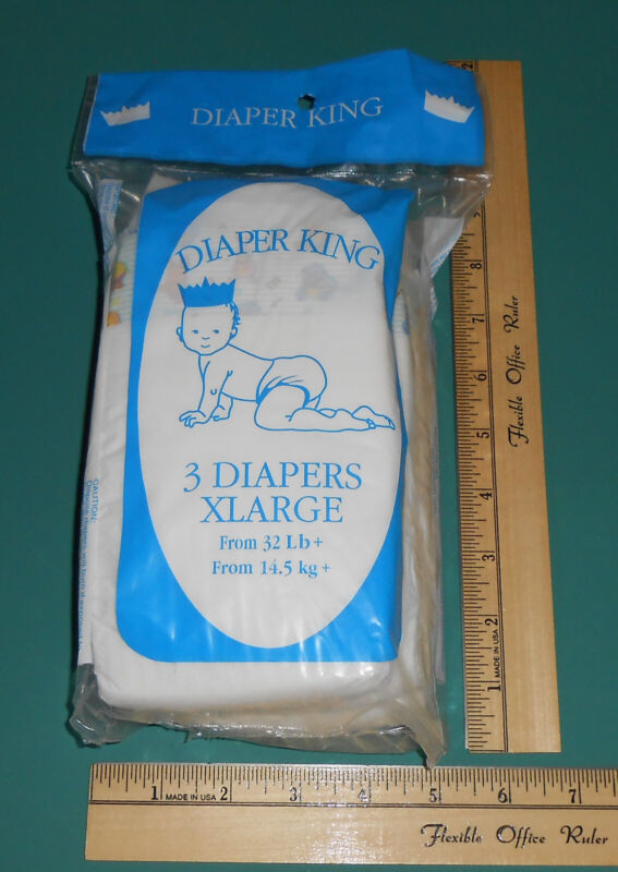 Vintage 1980s Diaper King Disposable Diapers Size XL Extra Large Sealed Pack