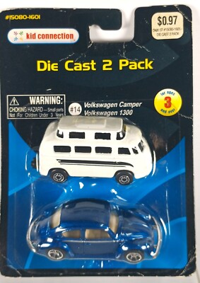 Kid Connection Die Cast 2 Pack #14 VOLKWAGEN CAMPER & 1300 BUG, See Pics/Descr.