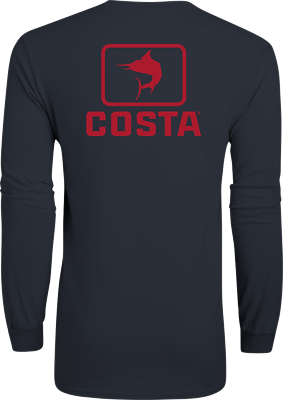 40% Off Costa Del Mar Emblem Marlin Long Sleeve Fishing T-shirt |Navy| Free  Ship