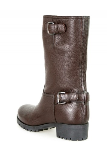 Pre-owned Prada Auth Luxury  Half-boot Shoes 3u5785 Brown Leather