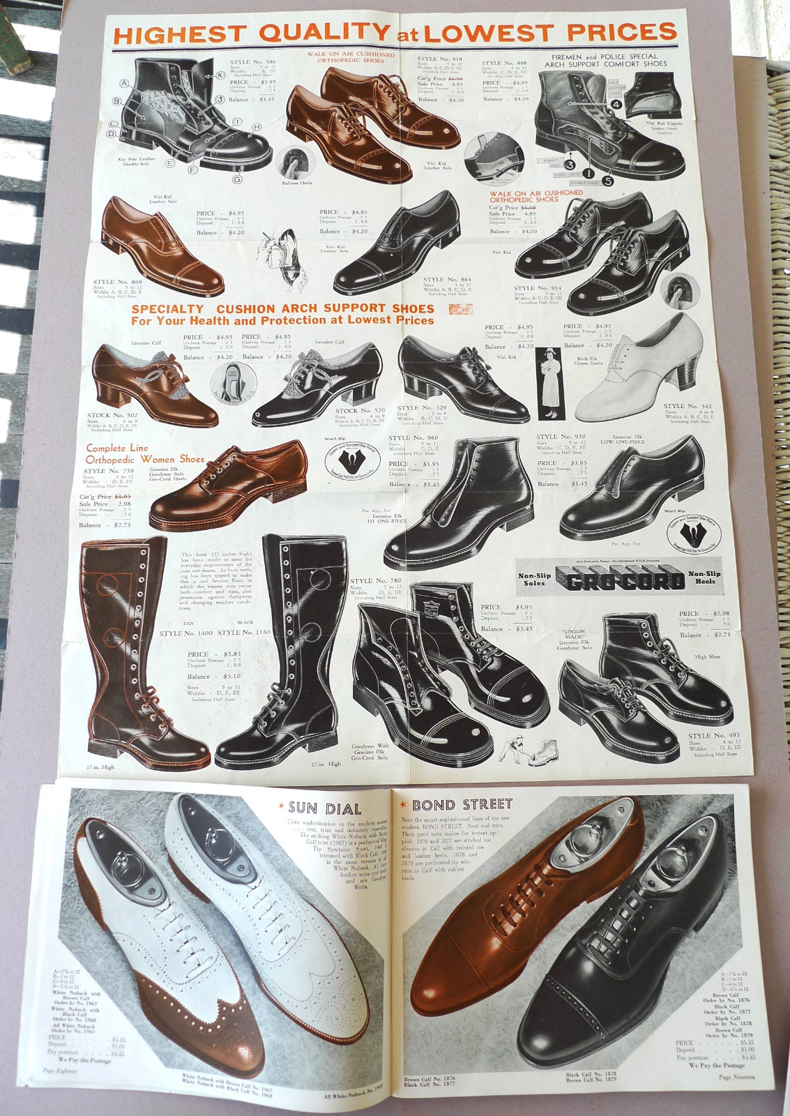 Vintage lot 1930s Huge poster Avon Shoe Co Tanners catalog ties home salesman