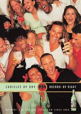 Bacardi Rum Cubicles by Day Bacardi by Night Bongos VTG Ad Postcard Unposted