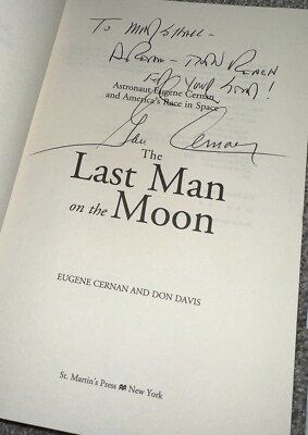 Gene Cernan Last Man on the Moon hand signed book - NASA Apollo 17 w/ candid pix