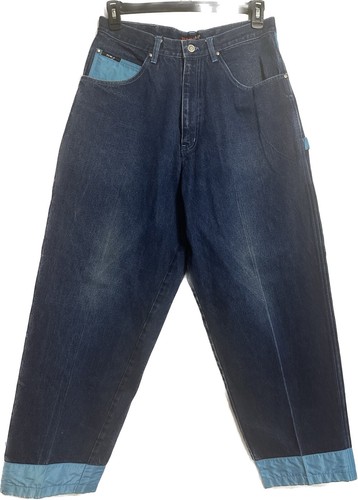 Vintage BOOM-X JEANS WEAR Baggy Hip Hop 90's Y2K Blue Patch