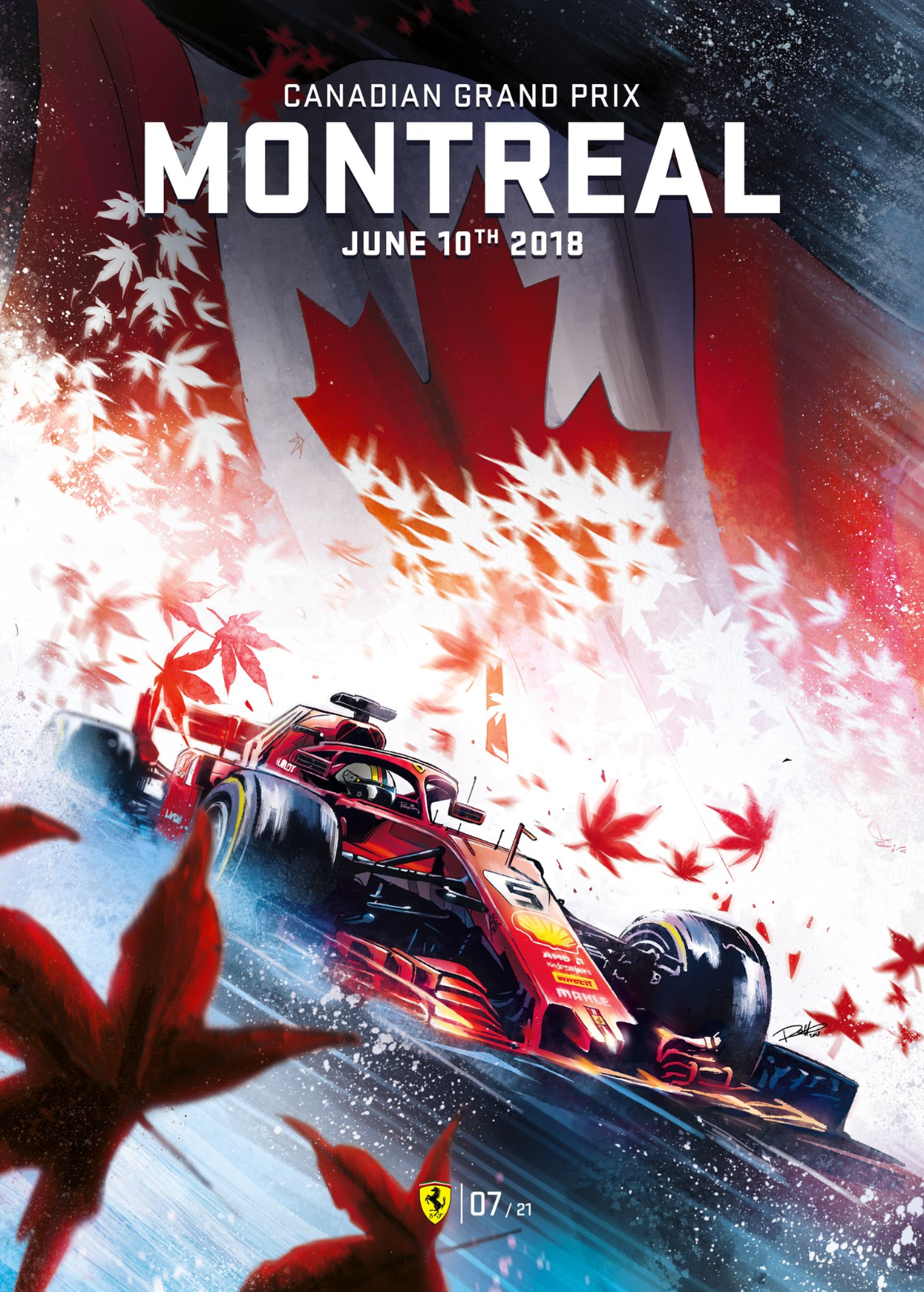 Ferrari F1 Montreal Canadian Grand Prix 2018 Vintage Racing 22inx17in