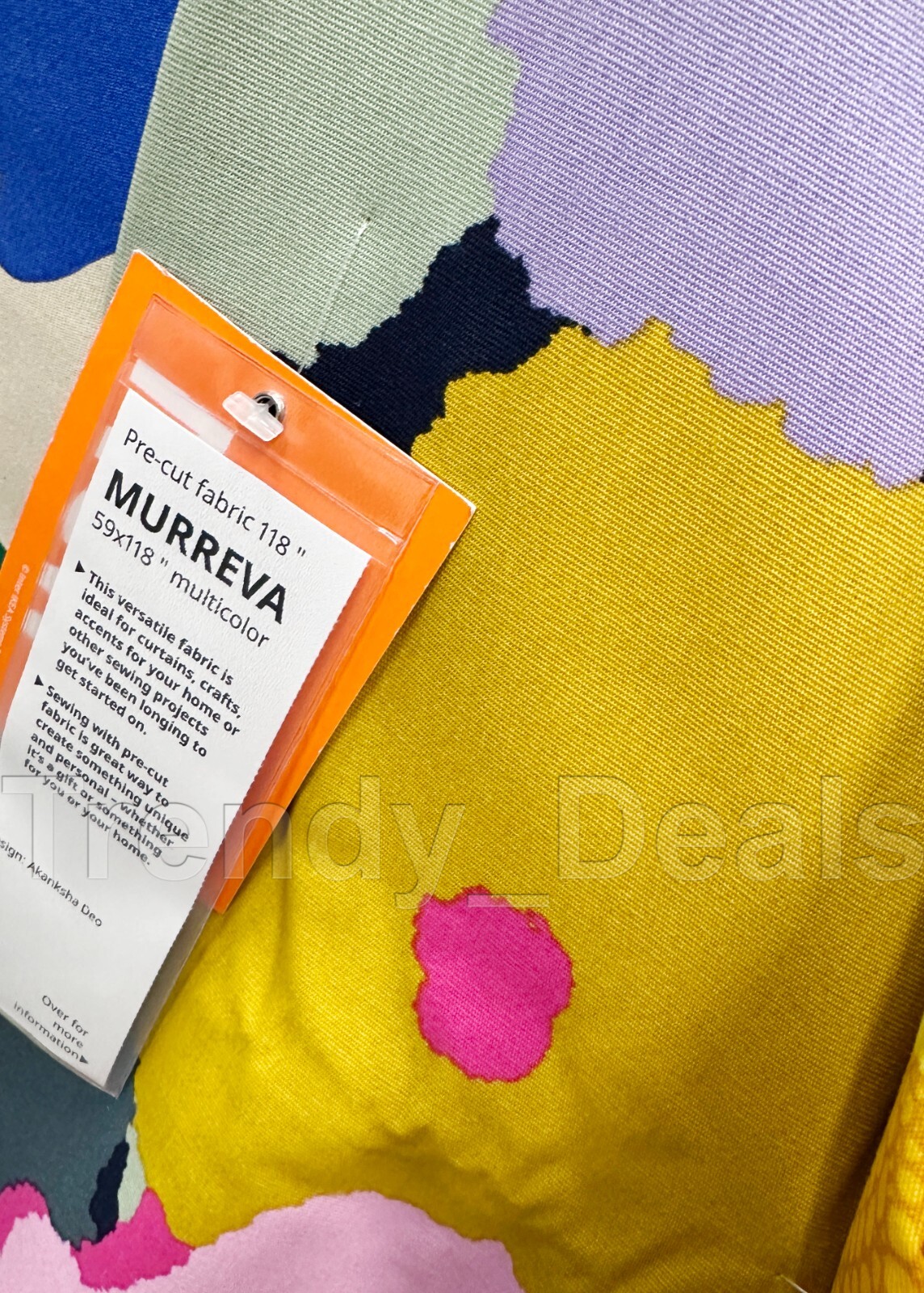 Ikea MURREVA Pre-cut Fabric Floral Multicolor for Cushions, Curtains 59x118"