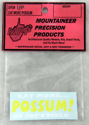 HO ''Eat More Possum! at Joe's Diner'' Barn Decal - Mountaineer Precision Products